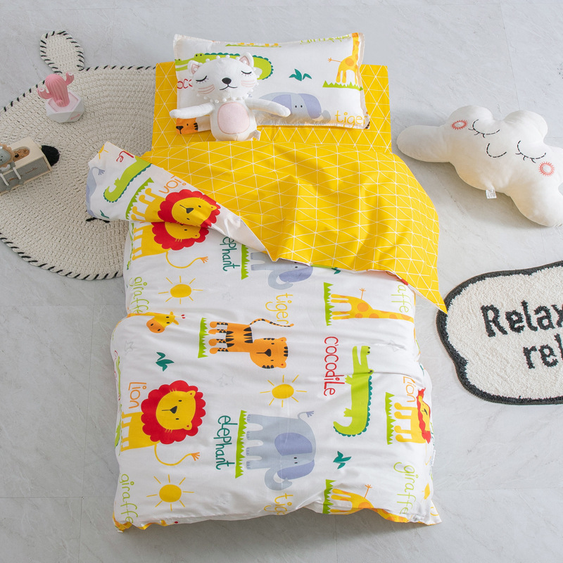 Picture of Kindergarten Quilt Three-Piece Set Baby Nap Quilt Children's Cotton Six-Piece Set Removable and Washable Cartoon Quilt for Summer