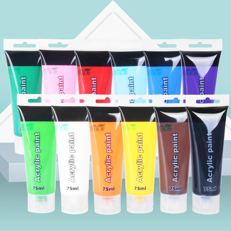 Children's Hand Painted Acrylic Pigment 75ml Hose Pigment diy Art Vinyl Gypsum Painted 12 Color Acrylic Pigment