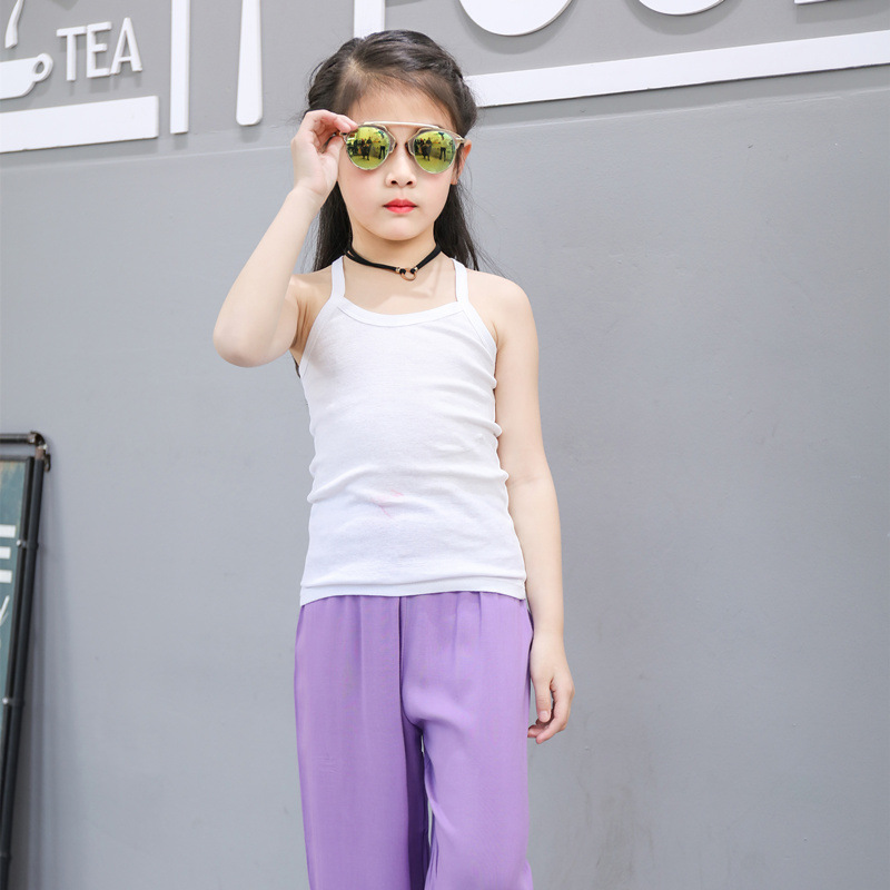 Picture of Children's Cotton Boys' I-shaped hurdle girls' small camisole children's underwear summer girls' bottoming shirt