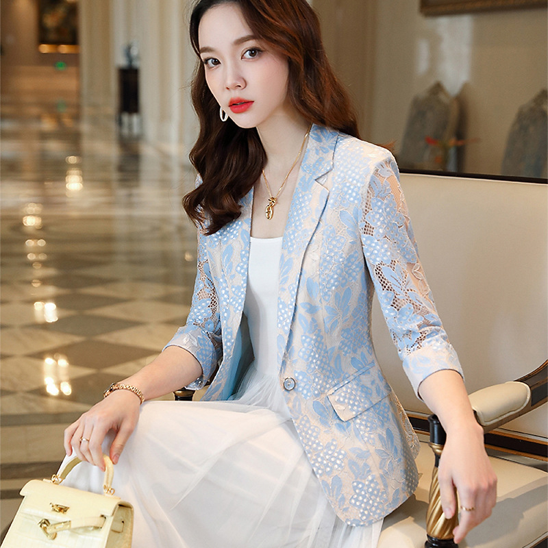 Picture of Design sense niche lace suit jacket for women 2023 spring and summer new Korean style slimming waist-tight casual suit