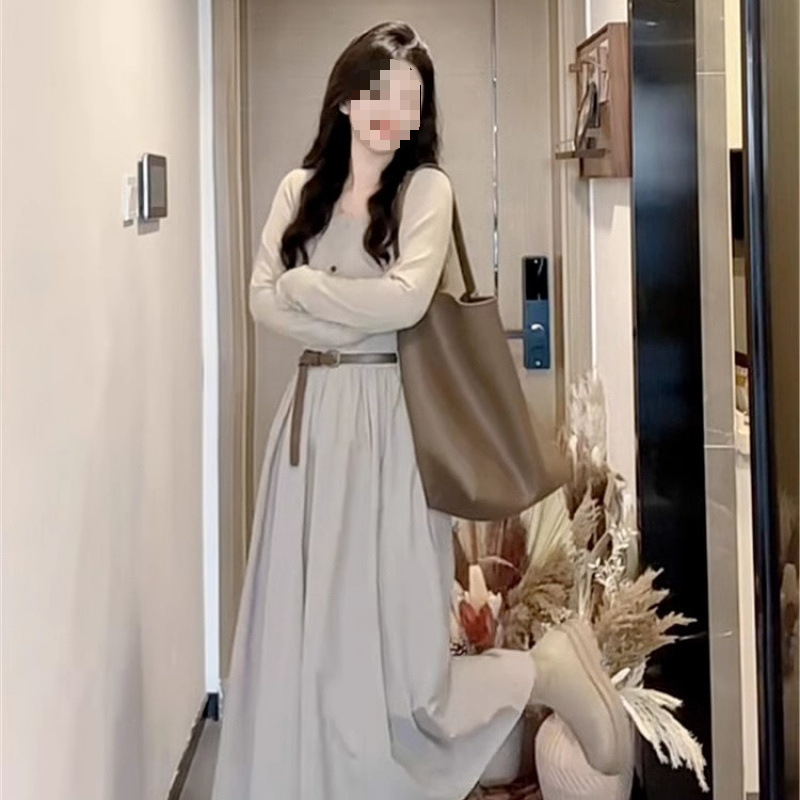French Long-sleeved Dress Women's 2024 New Early Autumn Early Autumn Elegant Long Dress Korean Style Atmosphere Wearing