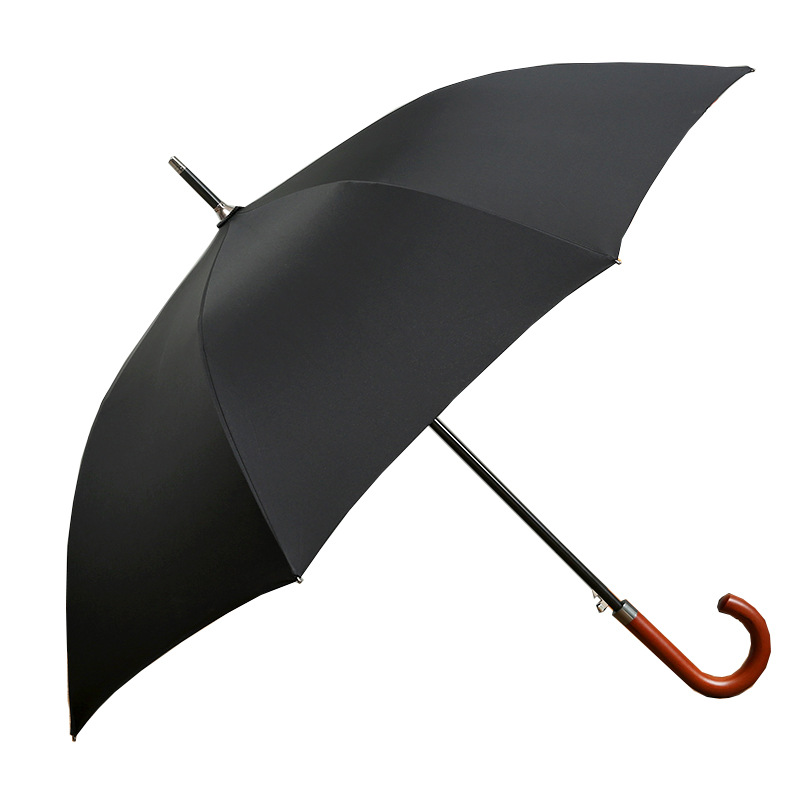 Picture of Solid wood curved handle 25 inch automatic business umbrella golf umbrella men's straight pole umbrella printed logo advertising umbrella