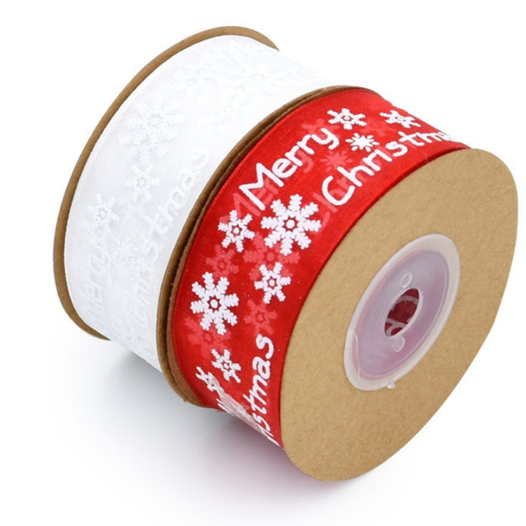 Making 5cm Printing Christmas Snow Yarn Belt Printing Ribbon Yarn Belt Christmas Decoration Belt DIY Packaging Christmas Tree Decoration