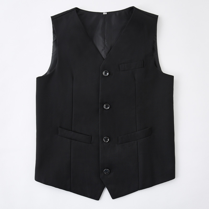 Picture of Children's black suit waistcoat boys flower girl dress performance clothing British fashion fan solid color vest a generation of hair