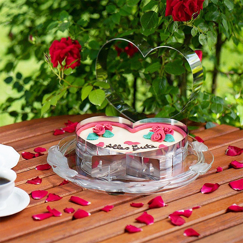 Picture of In stock stainless steel baking cake mold adjustable retractable cake mold love mousse ring baking gadget