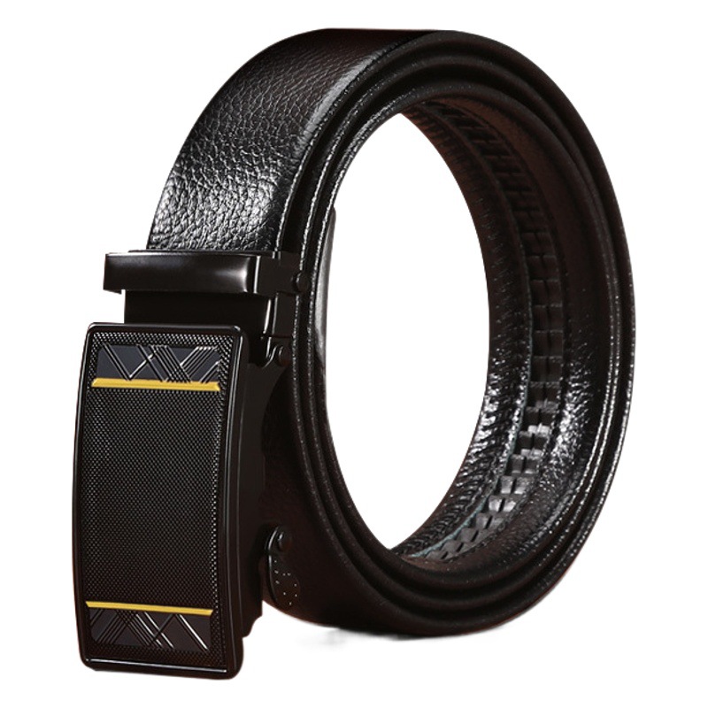 Business men's automatic buckle belt wholesale fashion Joker litchi pattern belt running Jianghu stall in stock pants belt