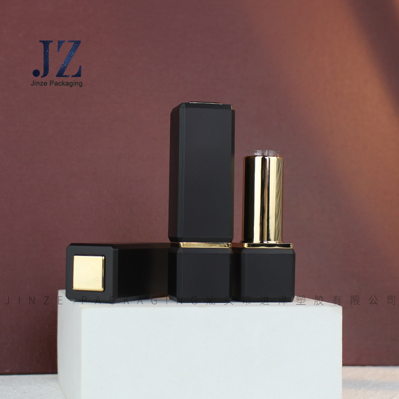 Jinze Small Man Waist Matte Black/Pearlescent Top Sheet Inner Tube Sprayed Gold-plated Magnetic-absorbent Lipstick Square Tube Cosmetic Wrap Material