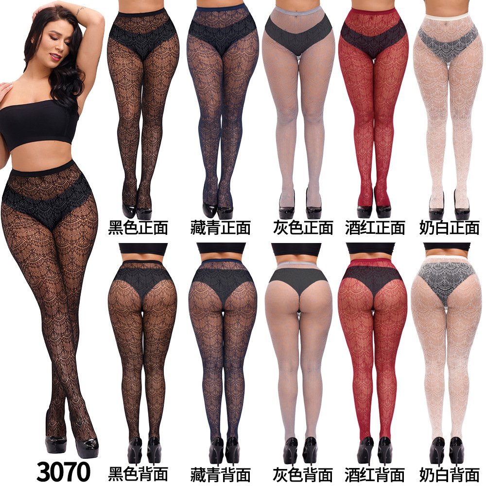 Sexy Mesh Pants Jacquard Pantyhose Super Large Size Fat European and American Sexy Cross-Border Pantyhose Long Leggings