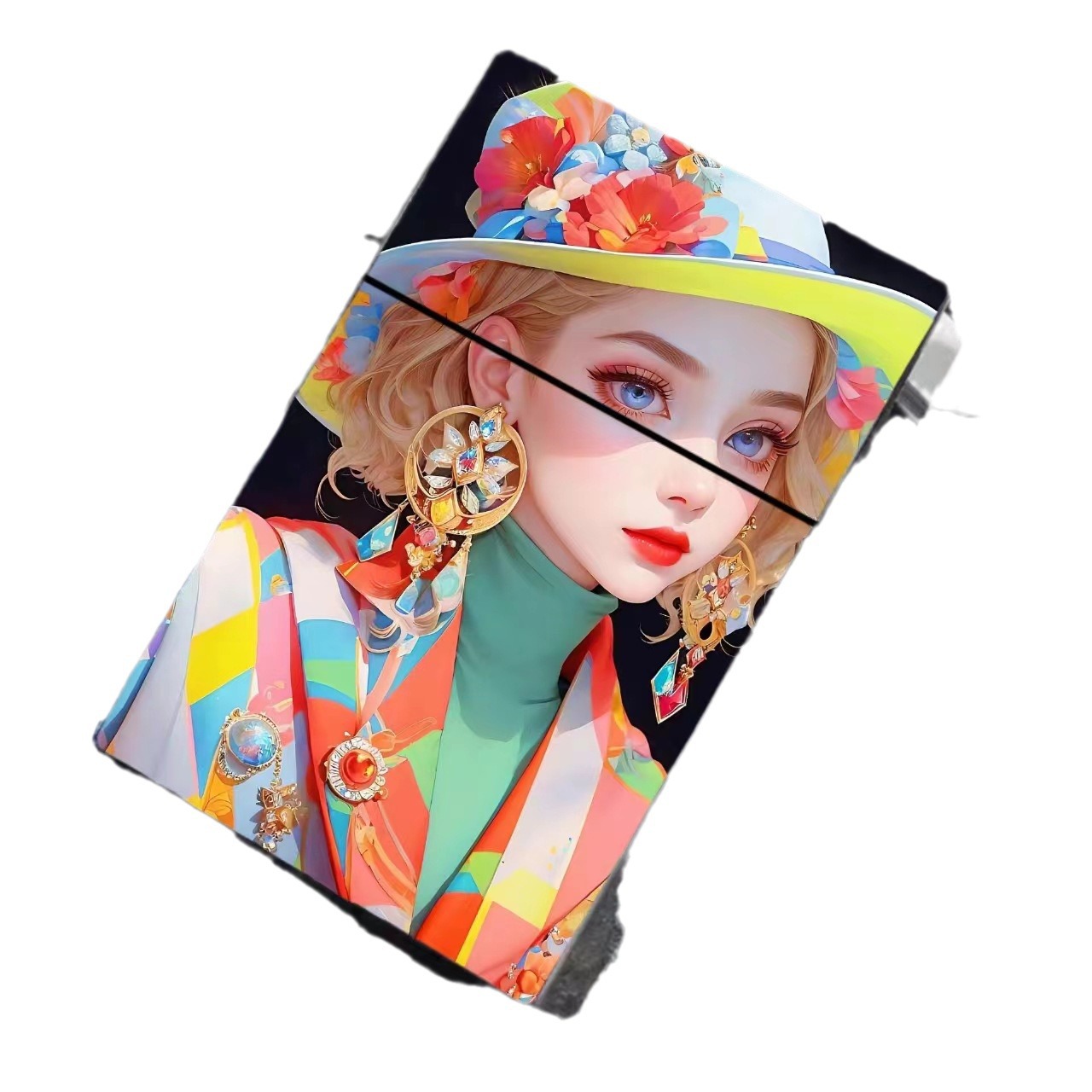 Picture of Cigarette case 20 thick sticks press automatically pop open beauty cigarette case card storage box holiday gifts