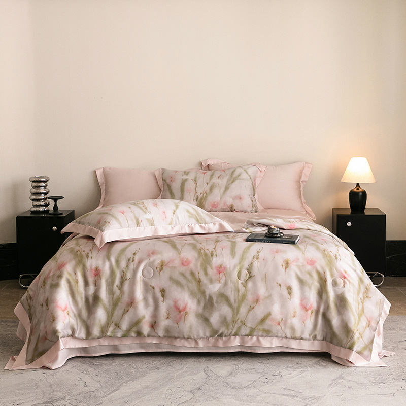 Picture of Light Luxury 100 Lyocell Tencel Summer Cool Quilt Four-Piece Set Air Conditioned Quilt Summer Quilt Advanced Sense Class A Maternal and Infant Quilt