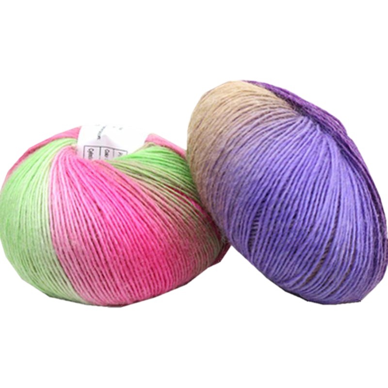 Wool rainbow long dyed wool gradient Crochet thread factory wholesale hand-woven shawl scarf hat wool