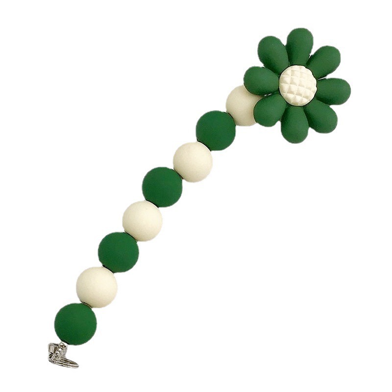 Picture of Trendy New Rubber Paint Flower Bracelet Mobile Phone Accessories Beaded Mobile Phone Chain Pendant Anti-fall Pendant for Women