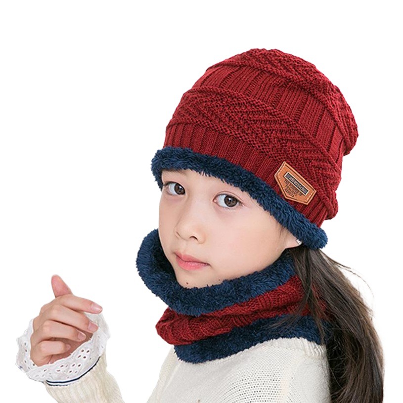 9524 autumn and winter New wool hat scarf set tide Korean winter thick warm knitted hat children's hat
