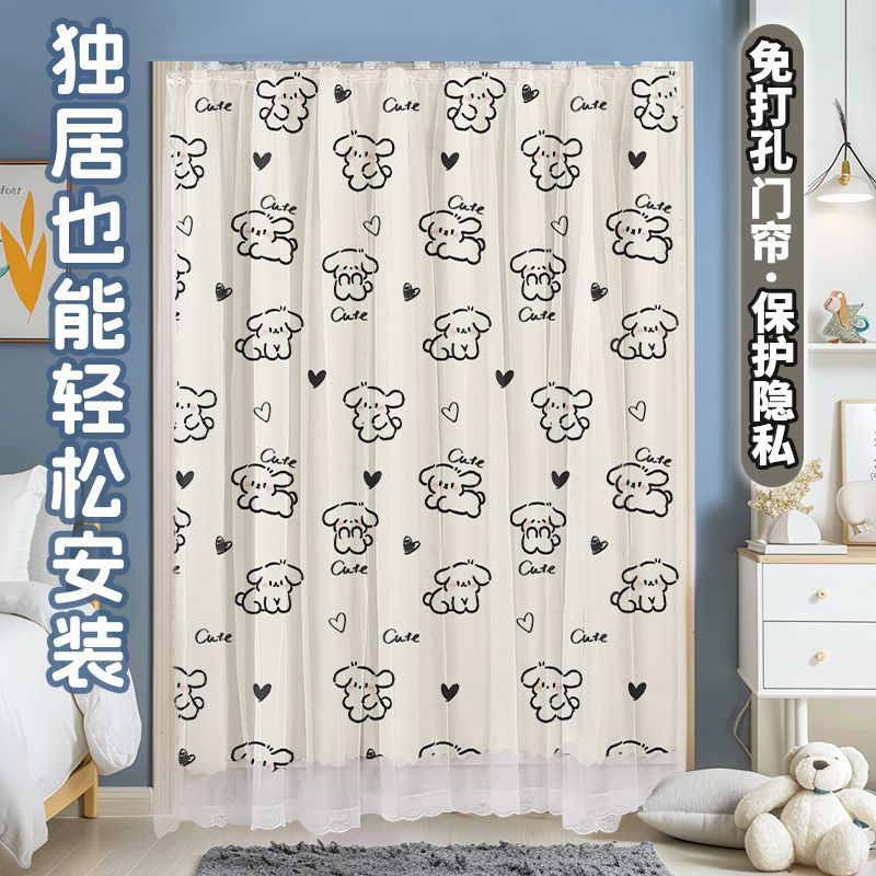 Picture of Double-layer strong shading curtain non-perforated living room bedroom finished curtain hotel bay window printed fabric curtain wholesale