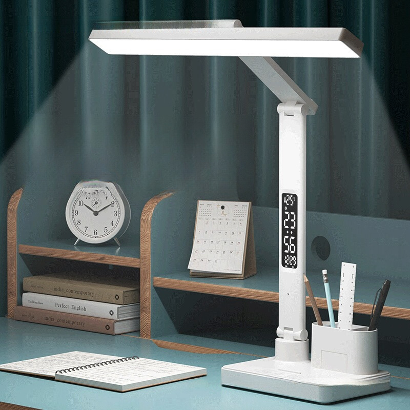 National AA level desk lamp eye protection learning with clock children's anti-myopia dormitory college students charge desk reading