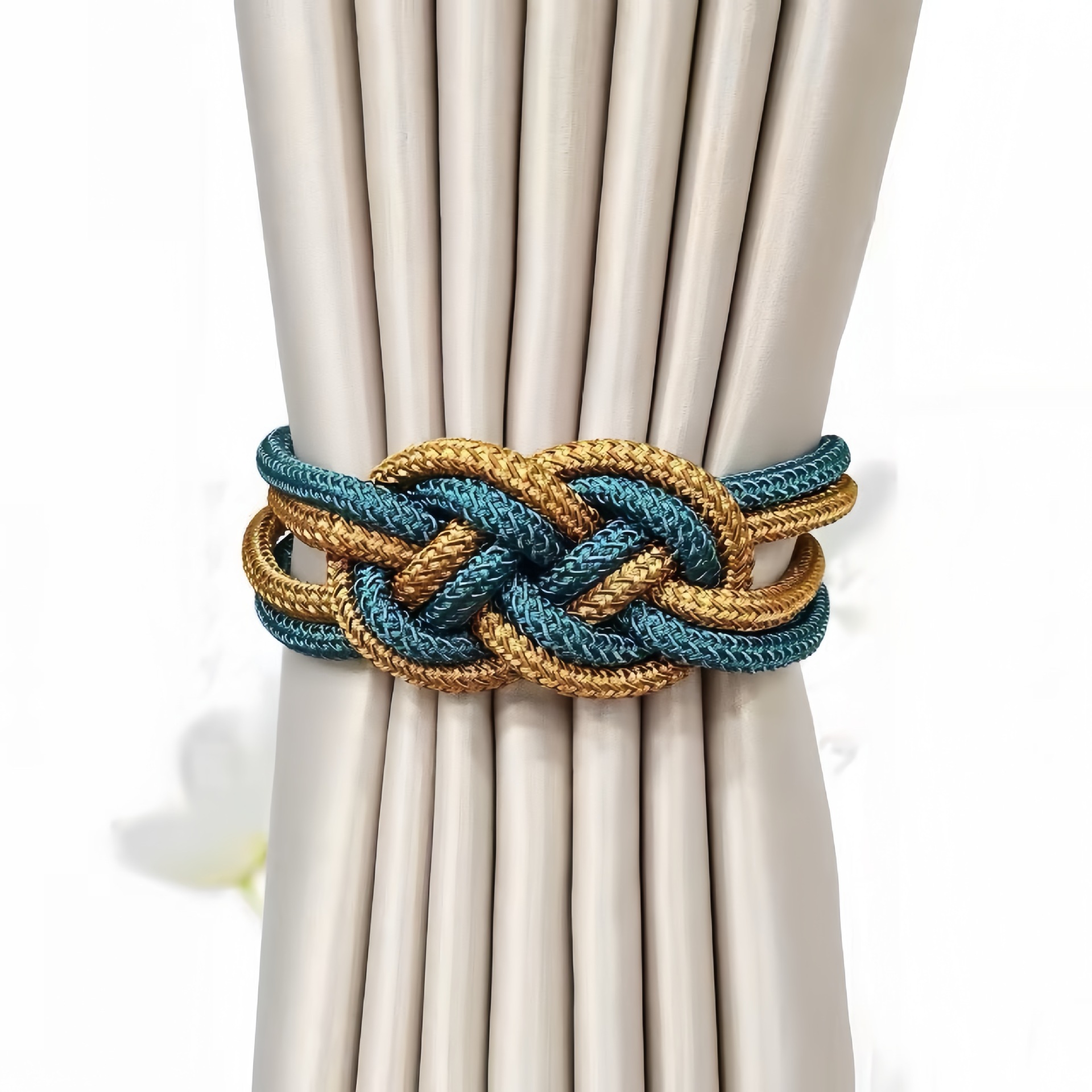 Cross-border non-perforated curtain buckle manufacturers new Chinese knot magnet buckle curtain strap tie strap