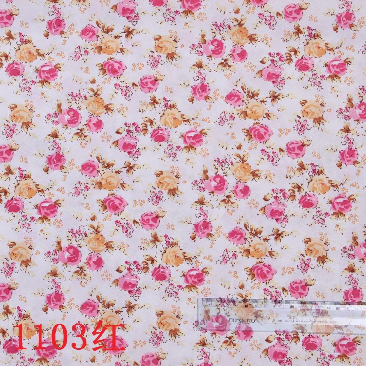 Picture of Manufacturer's Spot Polyester Woven Cloth Toy White Background Small Floral Cloth Vegetable Cover Luggage DIY Purple Rose Printed Cloth
