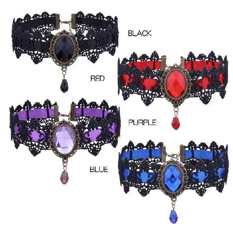 Picture of European and American Cross-Border Best-Selling Necklace Gothic Retro Punk Choker Lace Necklace Braided Choker Clavicle Chain for Women