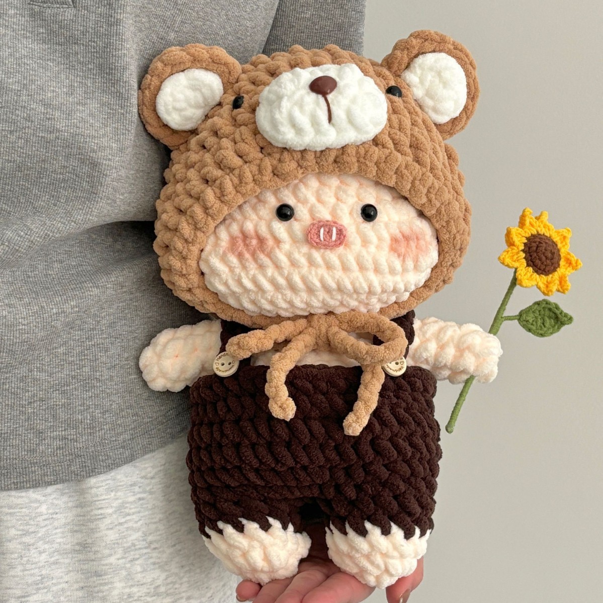 Sunflower Drag Pig Wool Crochet DIY Material Pack Homemade Cute Doll for Girlfriend Girlfriend