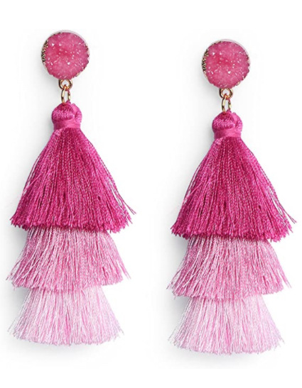 Picture of European and American Foreign Trade popular high-end fashion bohemian three-layer tassel earrings simple temperament exaggerated earrings for women