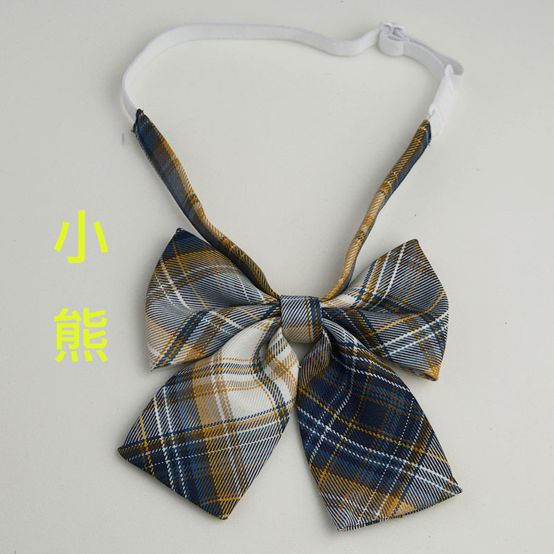 Picture of Hot-selling College Style Oka Pear Field Soot Black Bow Plaid Flat Horn JK Collar Bow Tie Shirt Accessories