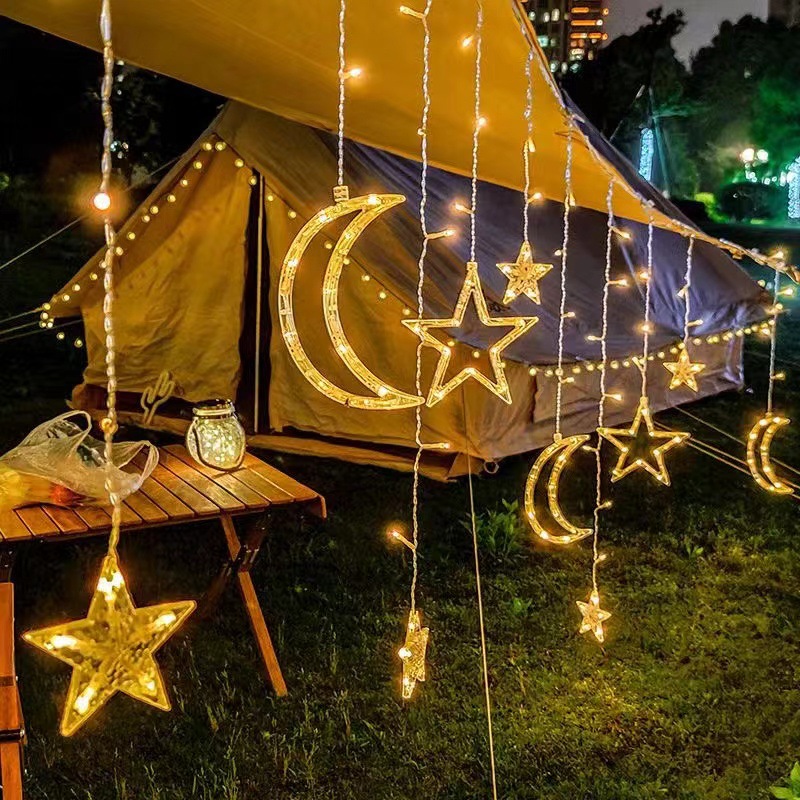 Led Star Christmas Atmosphere Light Outdoor Starry Sky Room Decoration Curtain Light String Birthday Arrangement Lantern Lighting