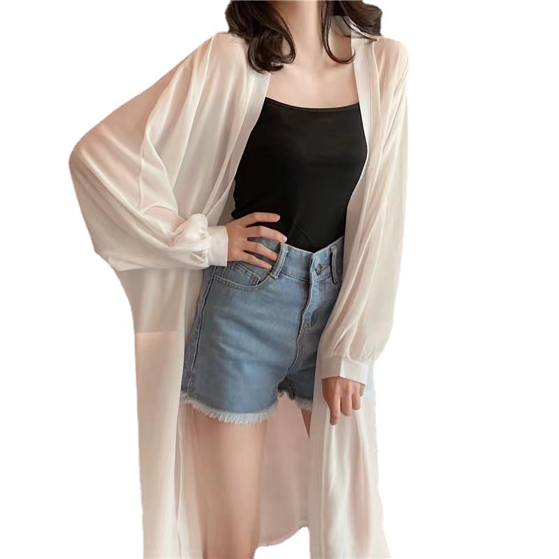 Picture of Long Bat-Sleeved Sun Protection Shirt for Women, Loose Summer Solid Color Outer Cardigan, Thin Coat, Shawl, Long-Sleeved Sun Protection Shirt