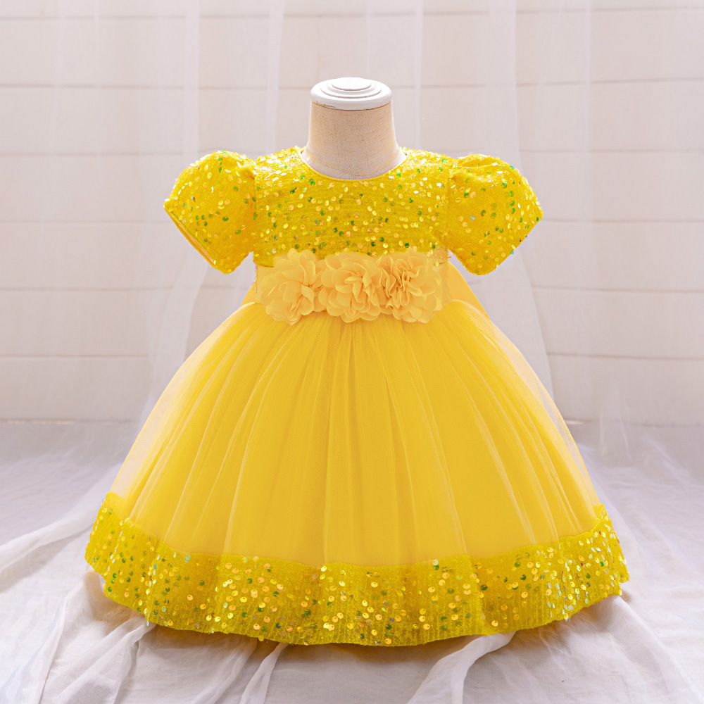 Picture of Foreign Trade Cross-border New Children's Princess Dress Sequin Mesh Girls' Wedding Dress Host Performance Dress