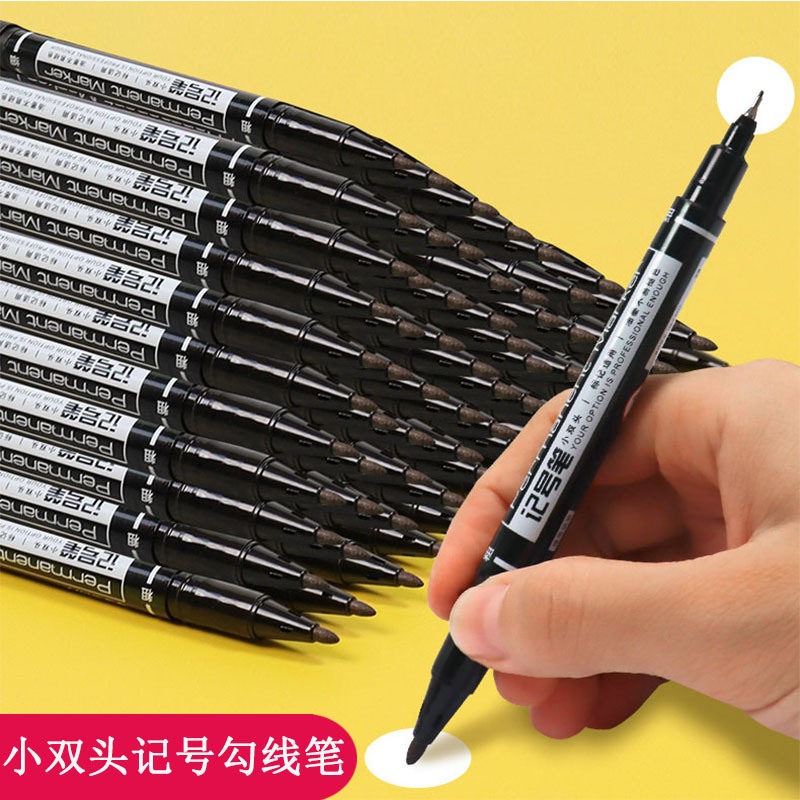 Small double-headed Gouxianbi Black quick-drying water-based art marker pen painting extremely fine oily marker pen bulk wholesale