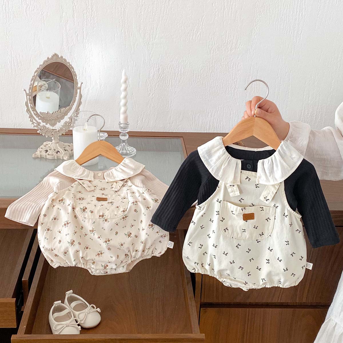 Picture of 2025 spring new baby printed strap jumpsuit for boys and girls baby cute sling full moon climbing suit
