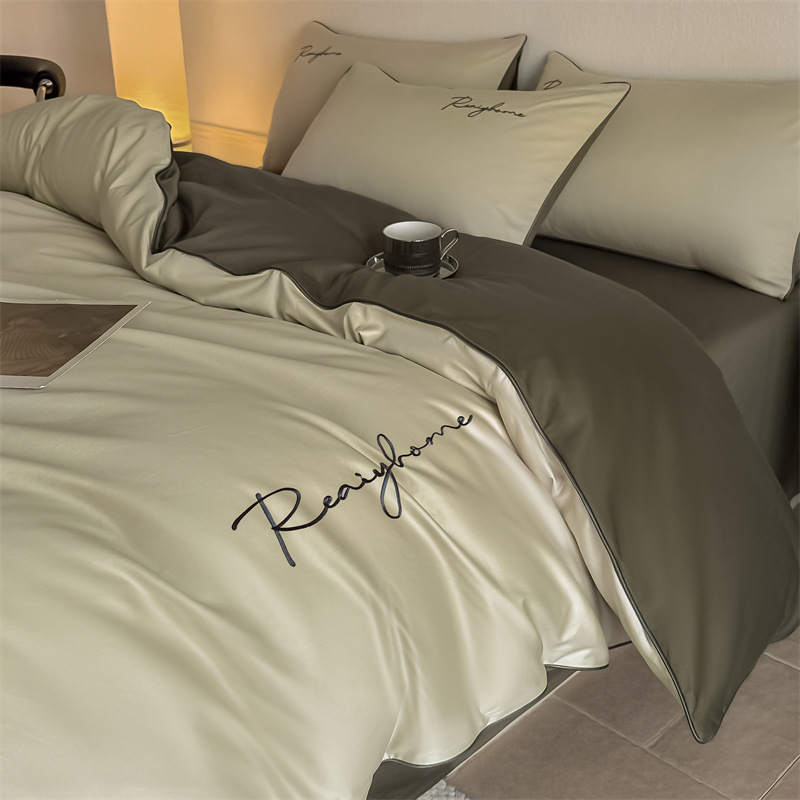 Picture of Advanced Sense 60 Light Luxury Long-staple Cotton Cotton Bed Four-piece Cotton Embroidered Quilt Cover 100 Cotton Bed Sheet Mattress 3