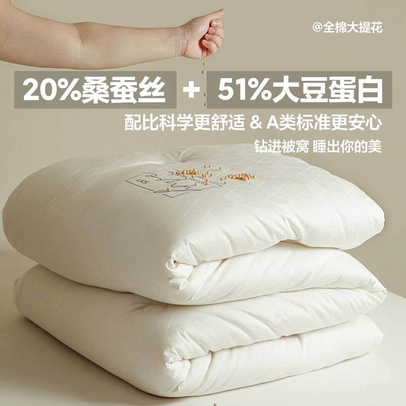 Picture of Class A Pure Cotton Mulberry Silk Soybean Quilt 60S Jacquard Quilt Core Winter Thickened Warm Zipper Spring and Autumn Quilt Core