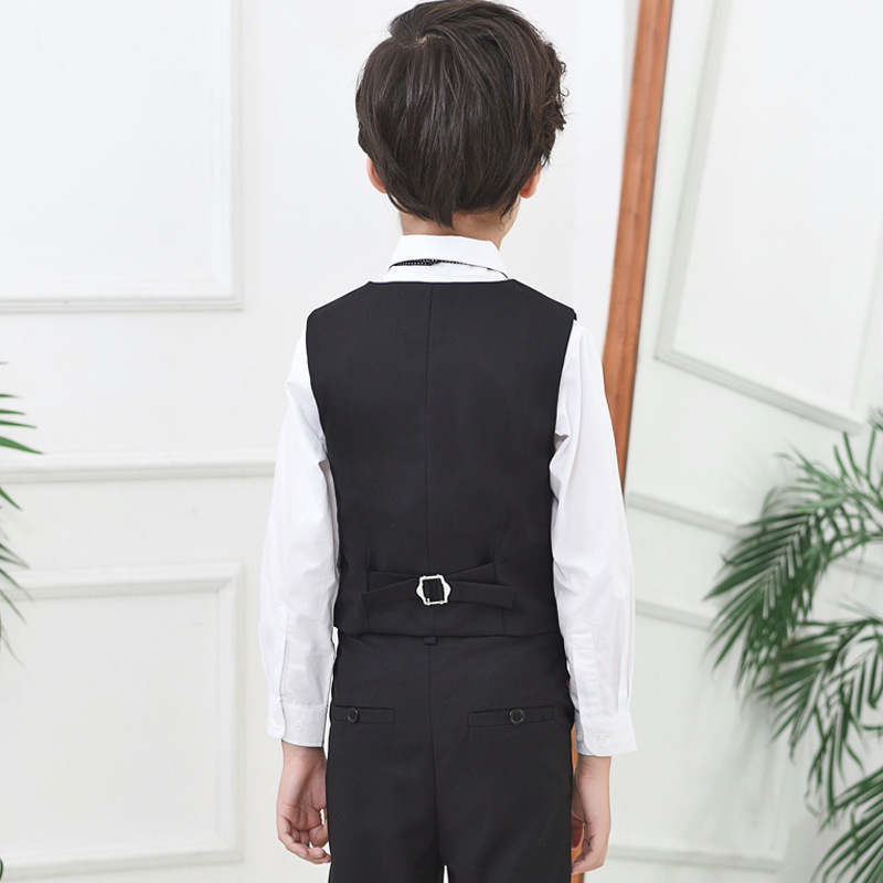 Picture of Children's black suit waistcoat boys flower girl dress performance clothing British fashion fan solid color vest a generation of hair