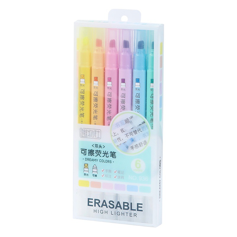 Erasable Highlighter Creative Colorful Graffiti Handbook Pen Pvc Package Student Marking Multi-Colorful Highlighter