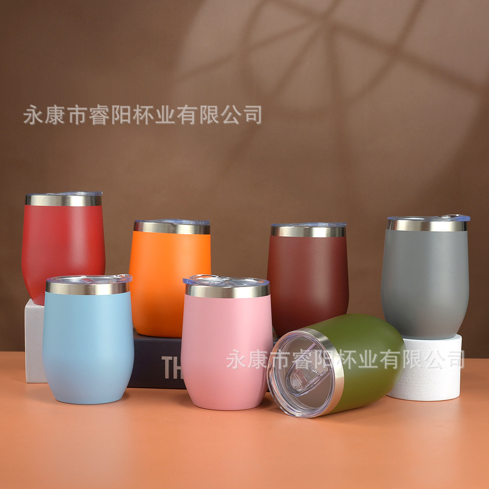 Picture of Cross-border Amazon swig eggshell cup U-shaped egg cup 304 stainless steel double layer 12oz in stock handle red wine cup