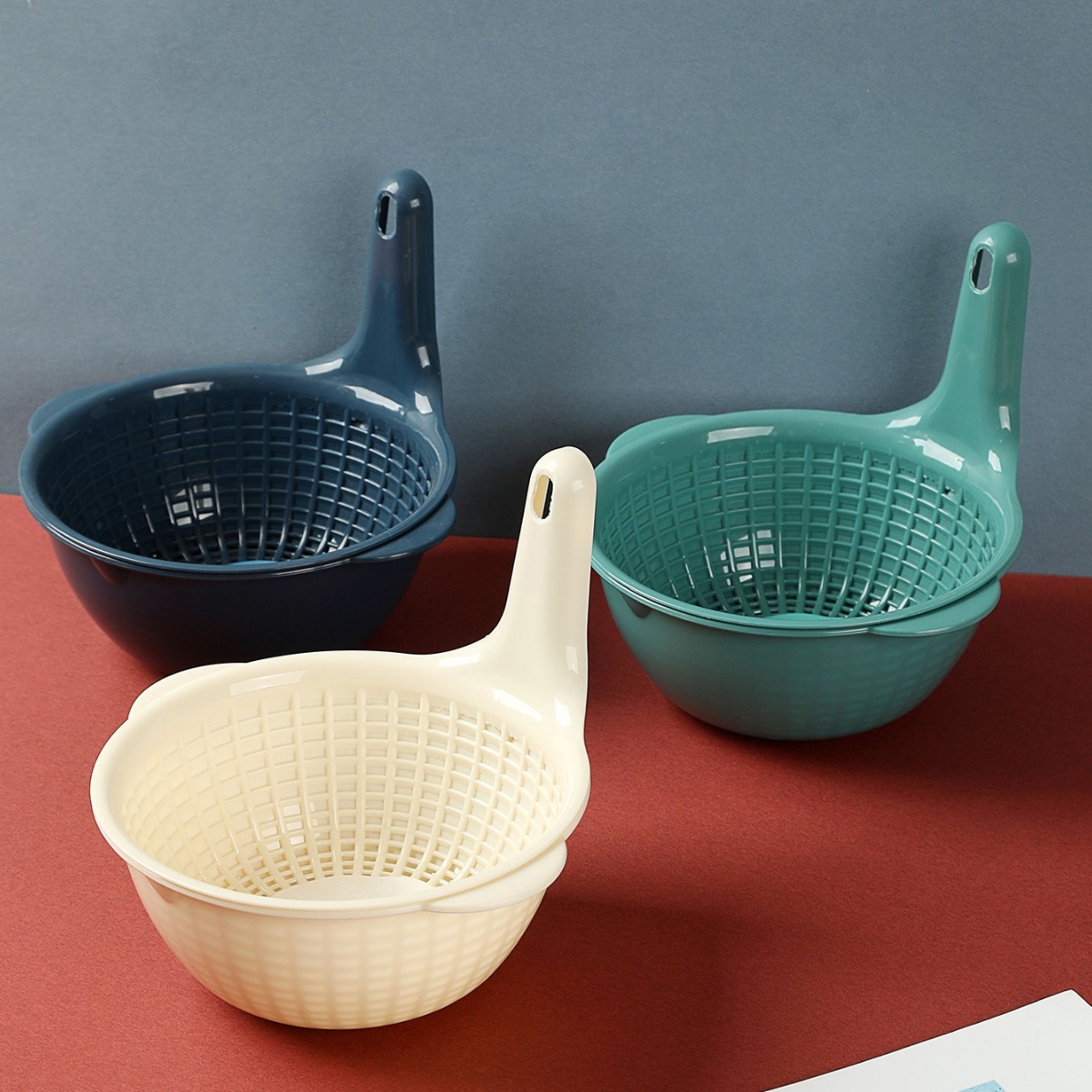 Kitchen Drain Basket Vegetable Double-layer Plastic Fruit Basket Multi-functional Large Wash Basket Double-layer Multi-purpose Sieve Drain