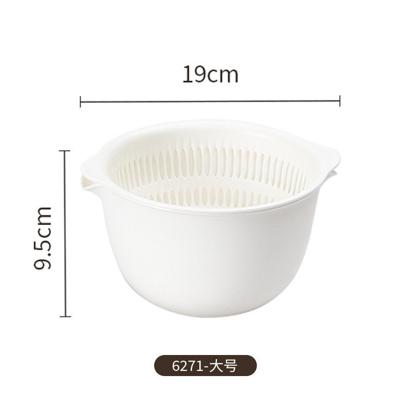 Picture of Japanese-style Double-layer Plastic Vegetable Washing Basin Creative Fruit Basket Fruit Plate Kitchen Vegetable Washing Rice Washing Basket Drain Basket Drip Basin