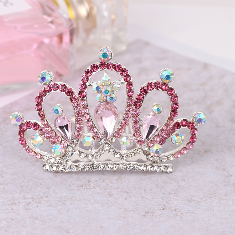 Crystal Comb Headwear Princess Rhinestone Hair Card Birthday Hair Comb Children's Crown Headwear Girls Performance Crown Wholesale