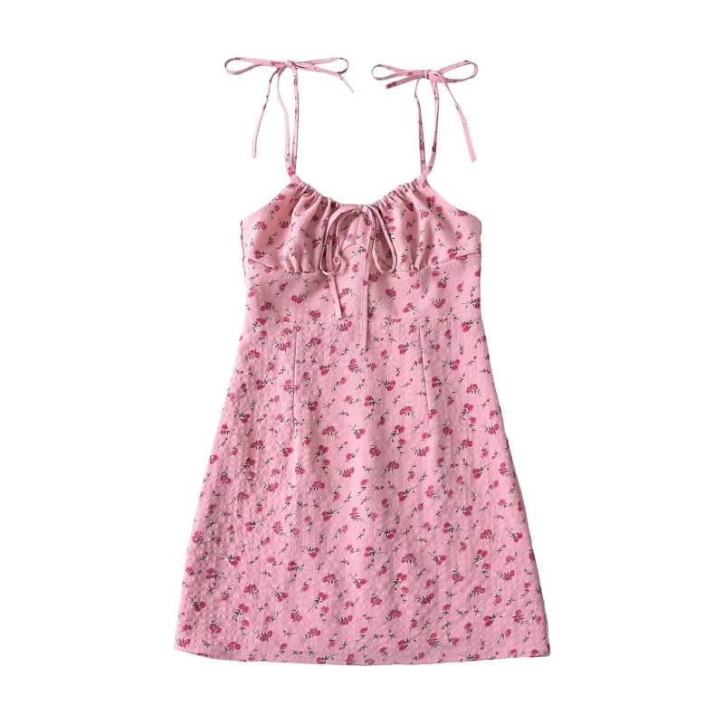 Picture of French Style Sweet Rose Floral Skirt Summer New Arrival Tight Waist Slim-Fit Sweet and Spicy Short Skirt for dress Women
