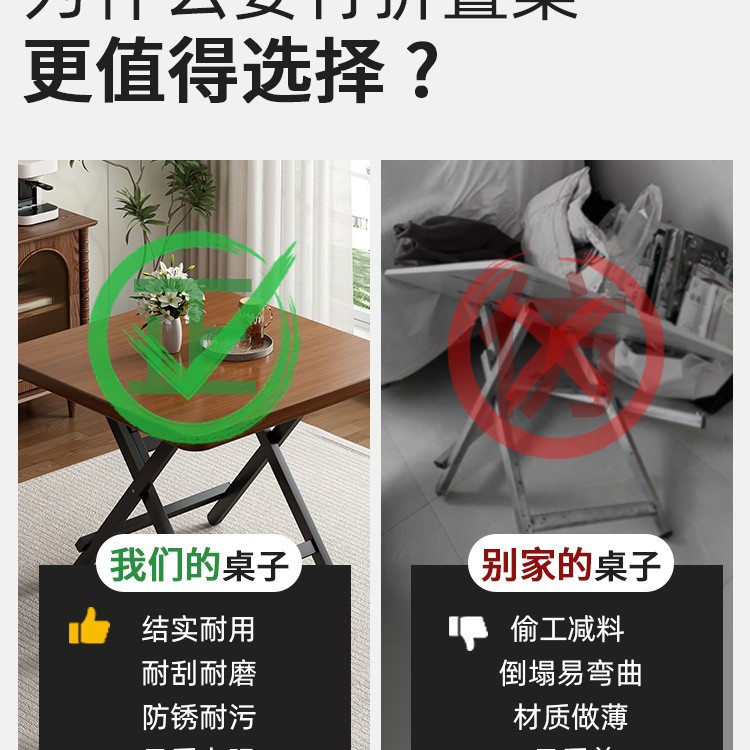 Picture of Night market rental house, home foldable dining table, dormitory dining table, square table, writing homework, portable small apartment stall