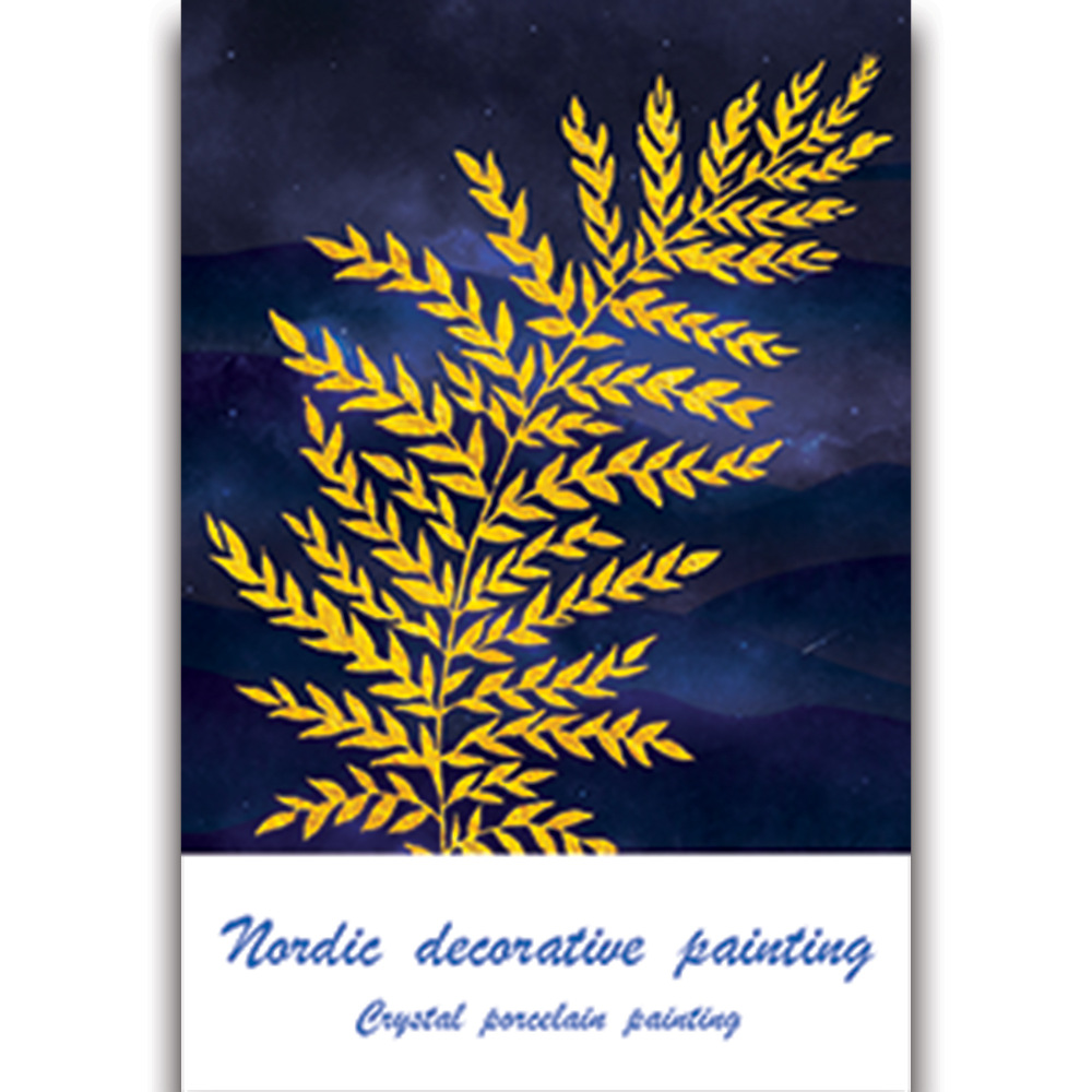 Picture of Source Factory Black Gold Leaves Living Room Hanging Painting Nordic Landscape Canvas Core Wholesale Abstract Restaurant Decorative Painting