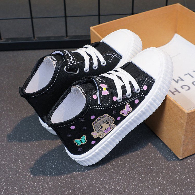 Picture of Foreign Trade Children's High-top Canvas Shoes 2024 Spring and Autumn New Breathable Girls Casual Shoes Little Girls Cartoon Board Shoes