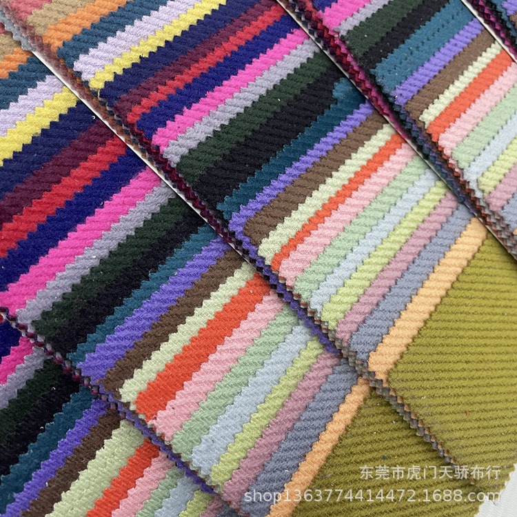 Spot supply woven warp knitted large twill 220g 100 polyester coarse twill fabric clothing shoes and hats fabric