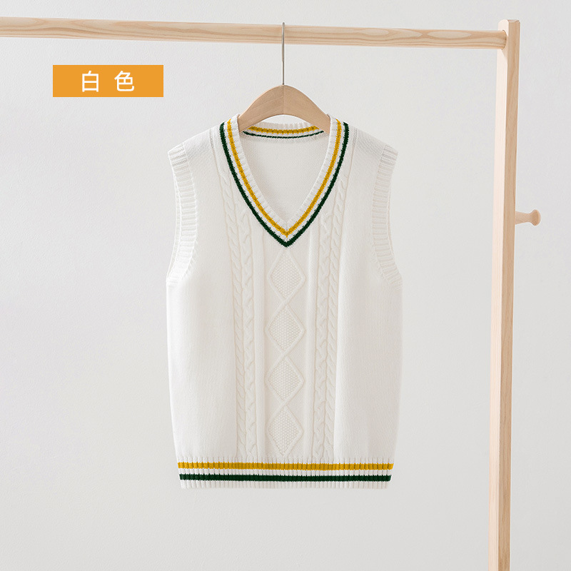 Picture of 2023 Spring and Autumn Children's Sweater Cotton Vest British Academy Style School Uniform Student Boys and Girls Knitted Vest Class Clothes