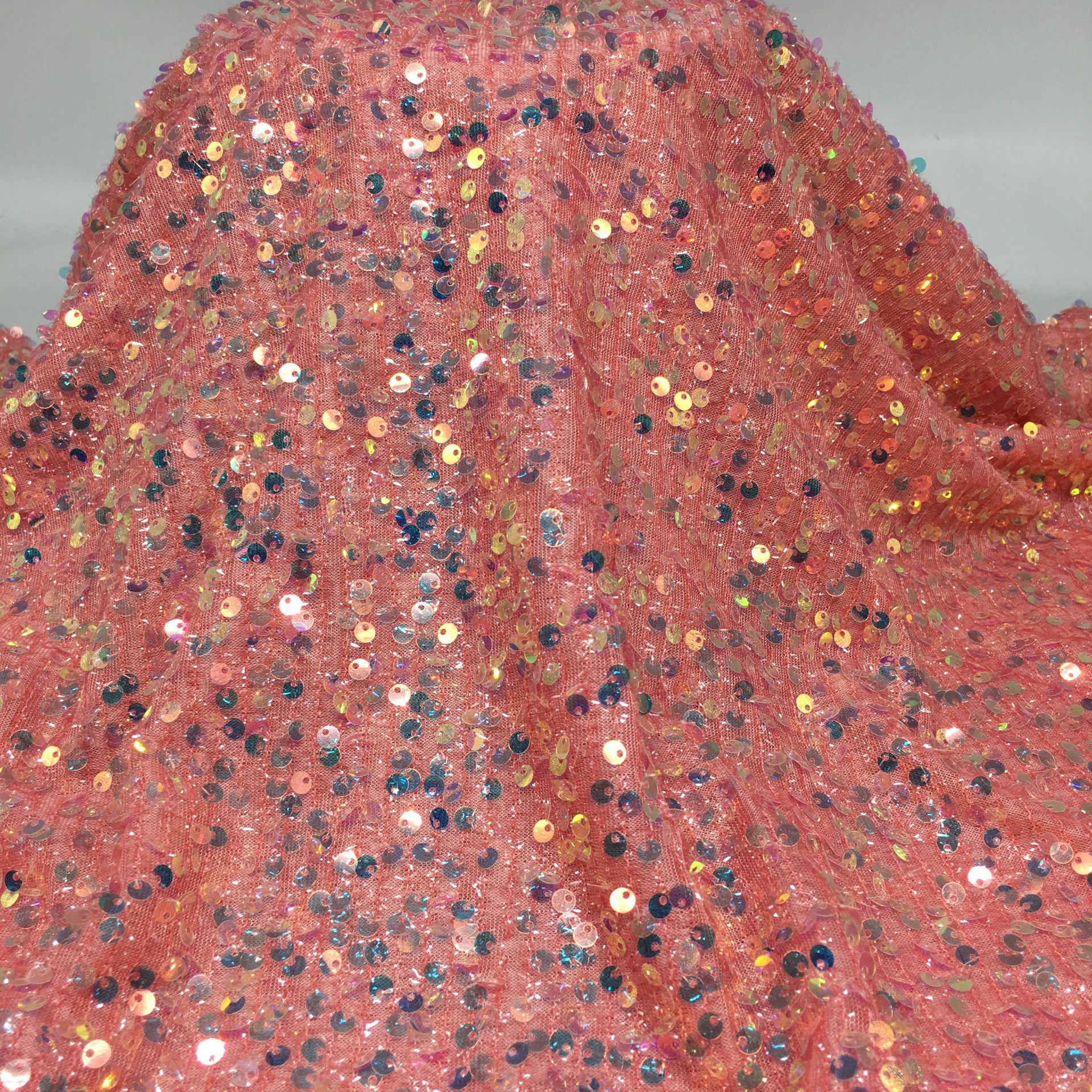 Picture of 5mm centipede yarn sequin embroidered mesh wedding fashion stage clothing cushion tablecloth sequin fabric embroidered sequin cloth