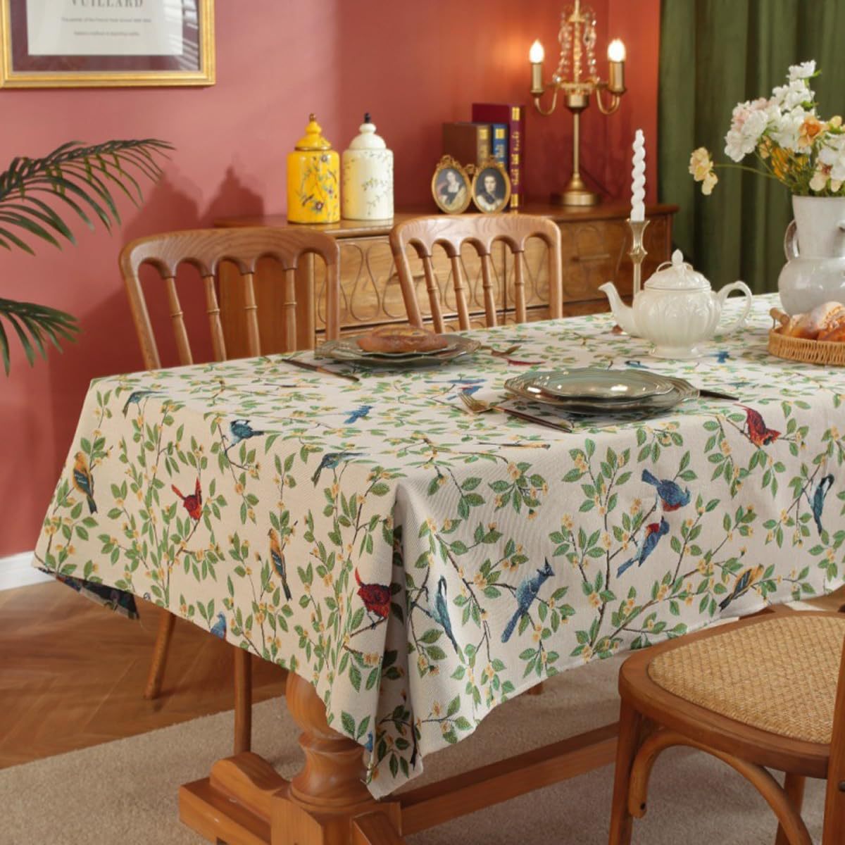 American Pastoral Country Style Oil Painting Style Home Fabric Tablecloth Tea Table Cloth Rectangular Jacquard Tablecloth Wholesale and Retail