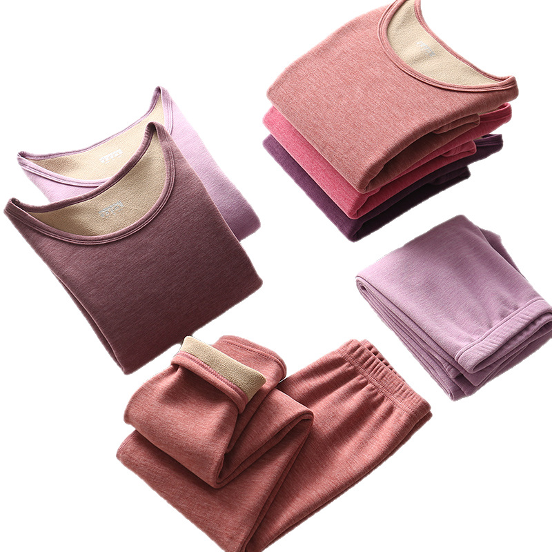 Picture of New plus velvet padded New de Velvet thermal underwear set Lamb velvet set men's and women's autumn clothes autumn pants underwear wholesale