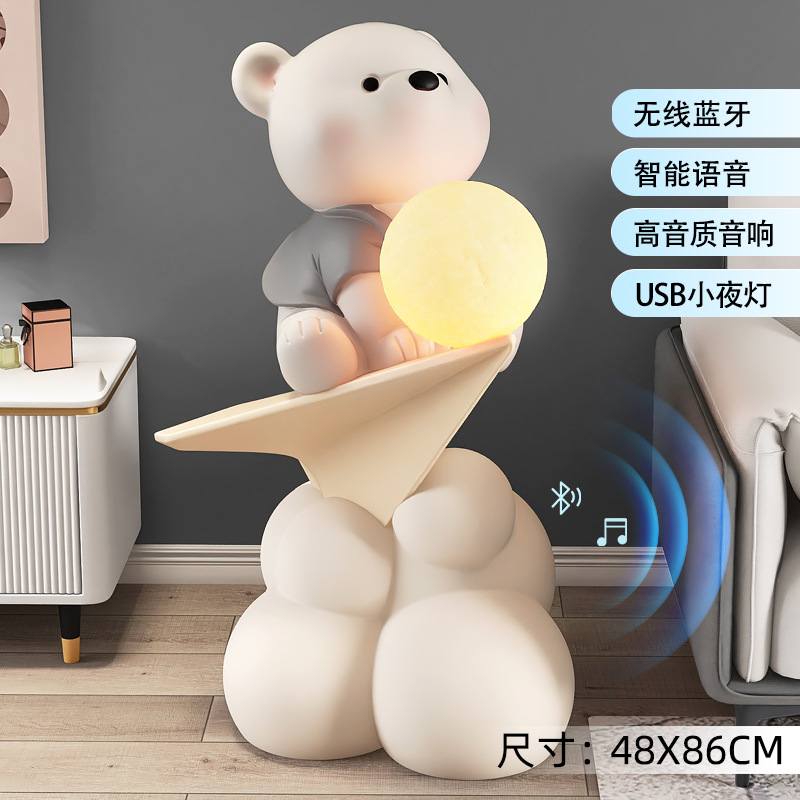 Picture of Creative Bear Moving Gift Large Floor-Standing Ornaments Living Room Tv Cabinet Next to the Sofa Accessible Luxury Home Decorations