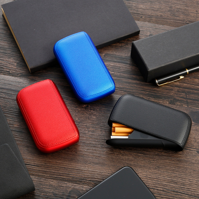 Picture of New HD608 leather-grain cigarette case multifunctional 20-pack rechargeable lighter cigarette case coarse smoke fine smoke dual-purpose cross-border