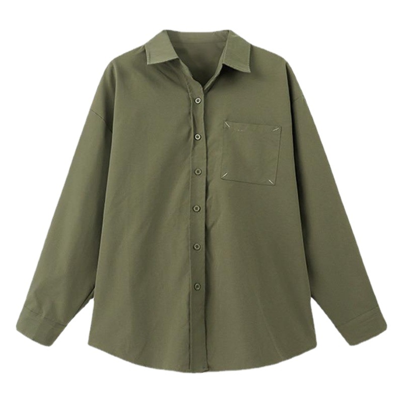 Korean Long-Sleeved Shirt Jacket Top 1688 Autum New Small French Design Retro Thin Outwear for Women